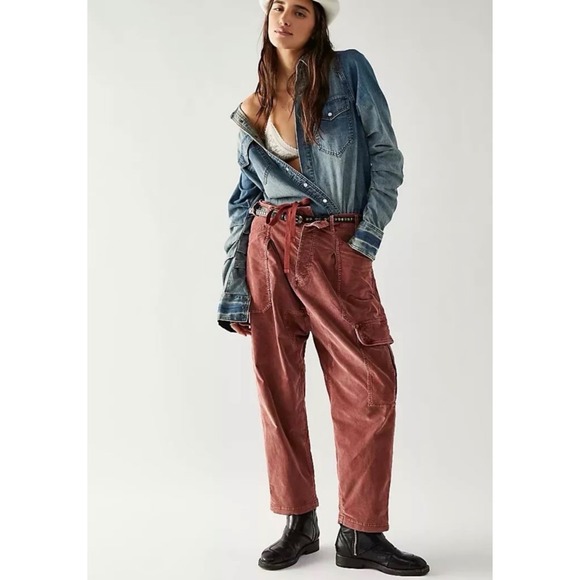 Free People Pants - Free People Bay Breakers Corduroy Cargo Pants Womens XL Terracotta Drop Baggy
